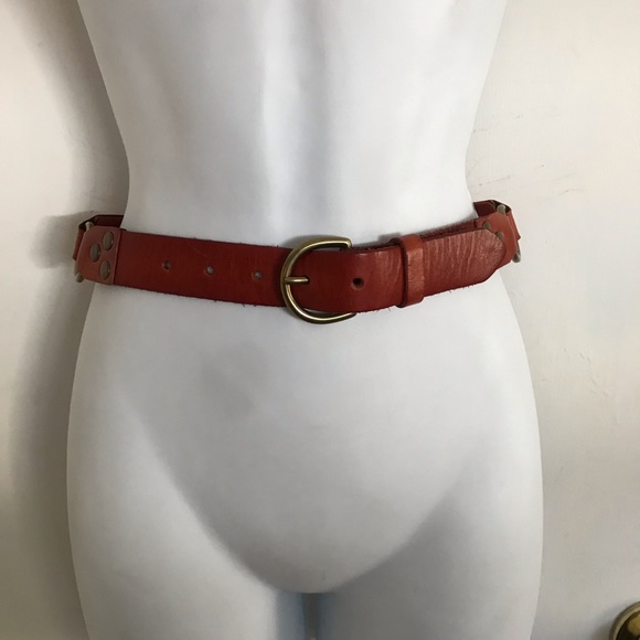 LINEA PELLE Handmade Brass Belt Studs & O’Rings Genuine Leather Rust main image 12